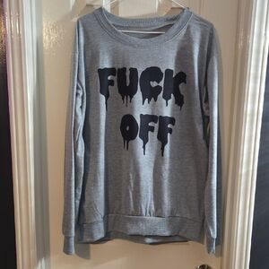 Gray Sweatshirt with Black Graphic Text/ 🎈5 For $30
